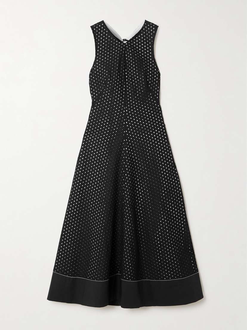 Proenza Schouler White Label Juno Poplin-trimmed Broderie Anglaise Cotton Midi Dress