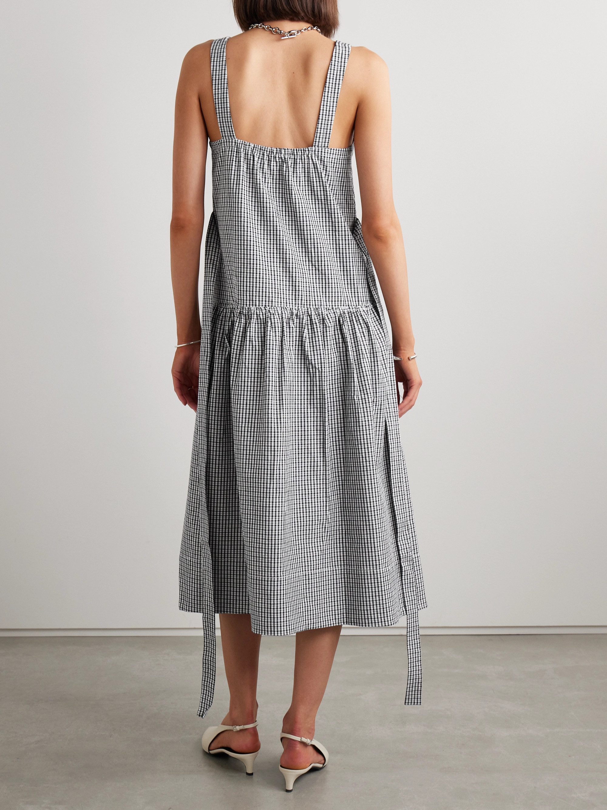 Proenza Schouler White Label Sasha ruffled gingham cotton and linen-blend midi dress