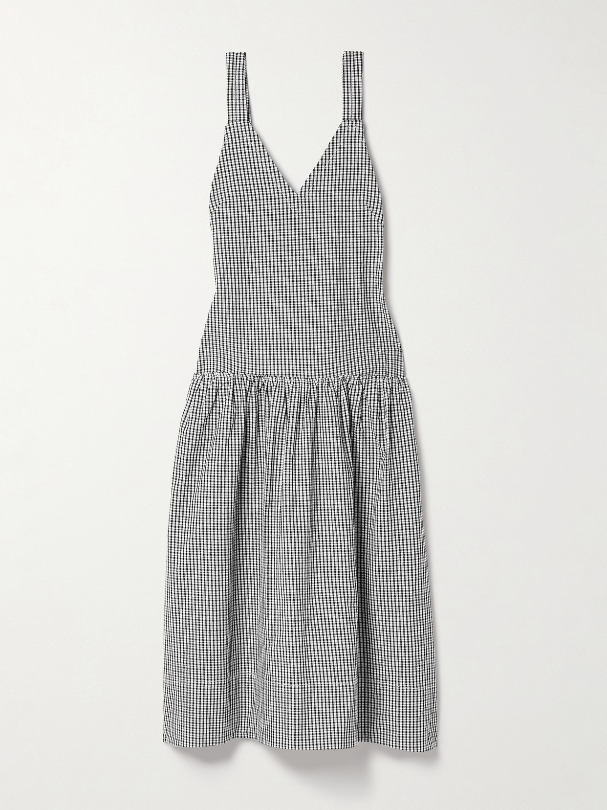 Shop Proenza Schouler White Label Sasha Ruffled Gingham Cotton And Linen-blend Midi Dress In Multi