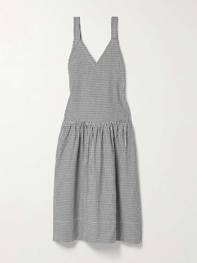 Proenza Schouler White Label Sasha Ruffled Gingham Cotton And Linen-blend Midi Dress