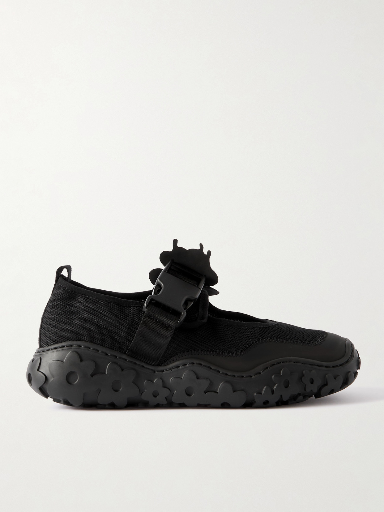 Cecilie Bahnsen - Gitte Appliquéd Rubber-trimmed Stretch-knit Sneakers - Black