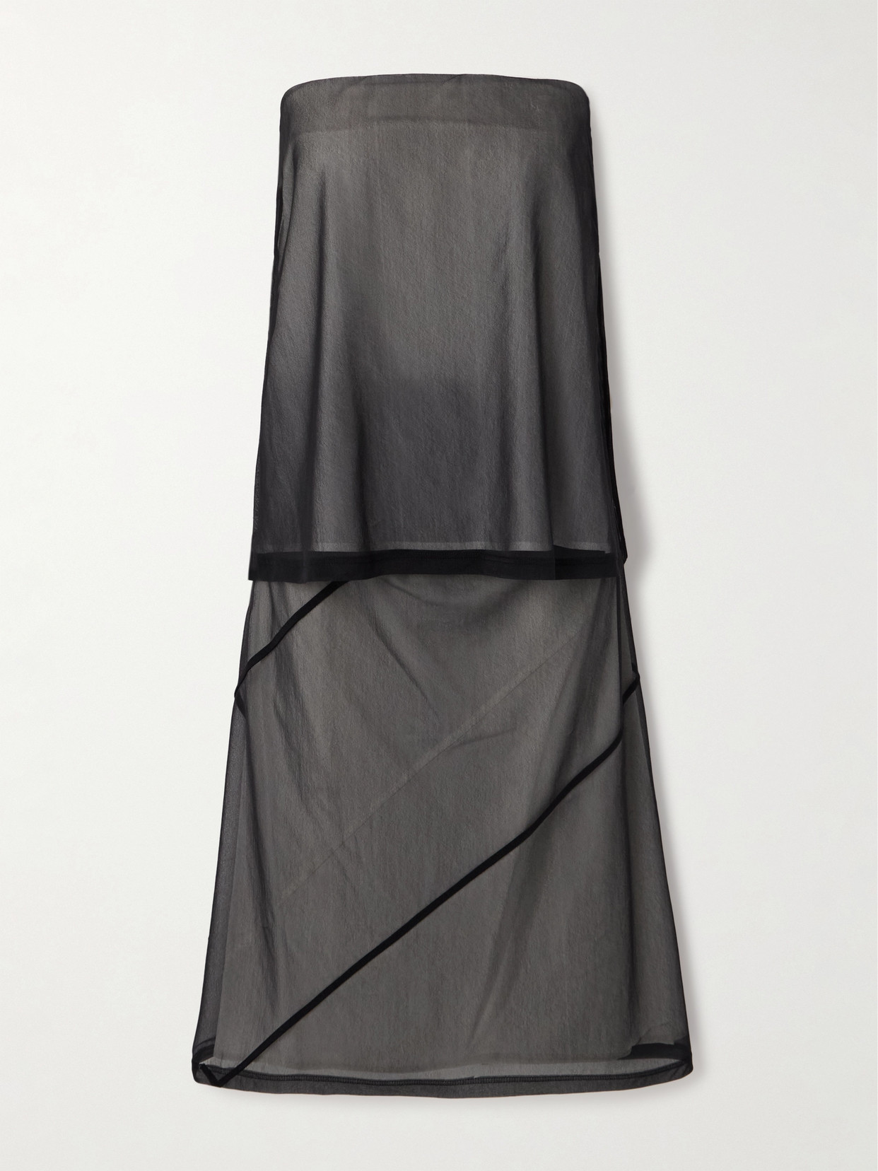 Shop Proenza Schouler Gwen Strapless Layered Organza Midi Dress In Black