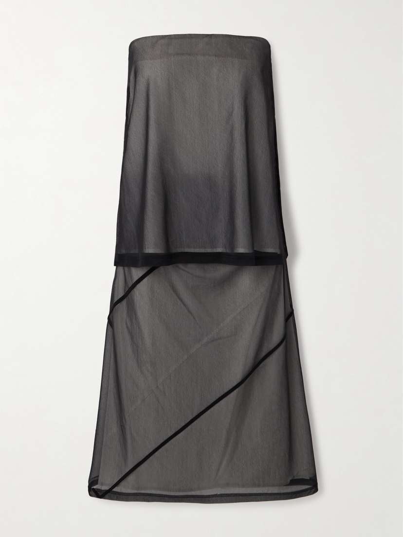 Proenza Schouler Gwen Strapless Layered Organza Midi Dress
