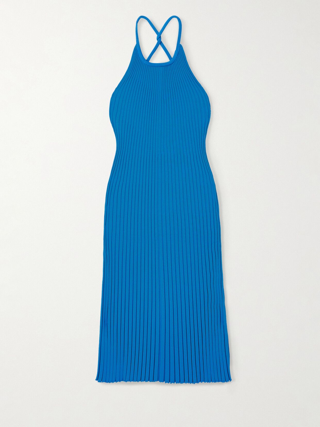 Proenza Schouler Vida Open-back Ribbed-knit Midi Dress In Blue