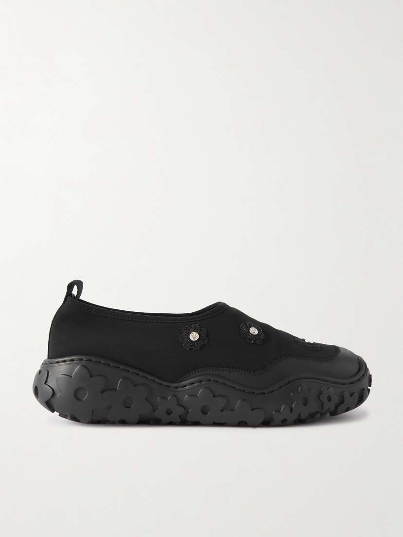 Cecilie Bahnsen Glam Embellished Rubber-trimmed Neoprene Slip-on Sneakers