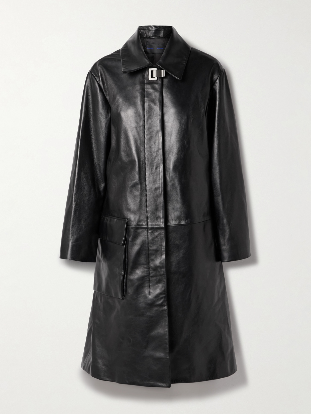 Proenza Schouler Billie Lacquered Leather Coat In Black