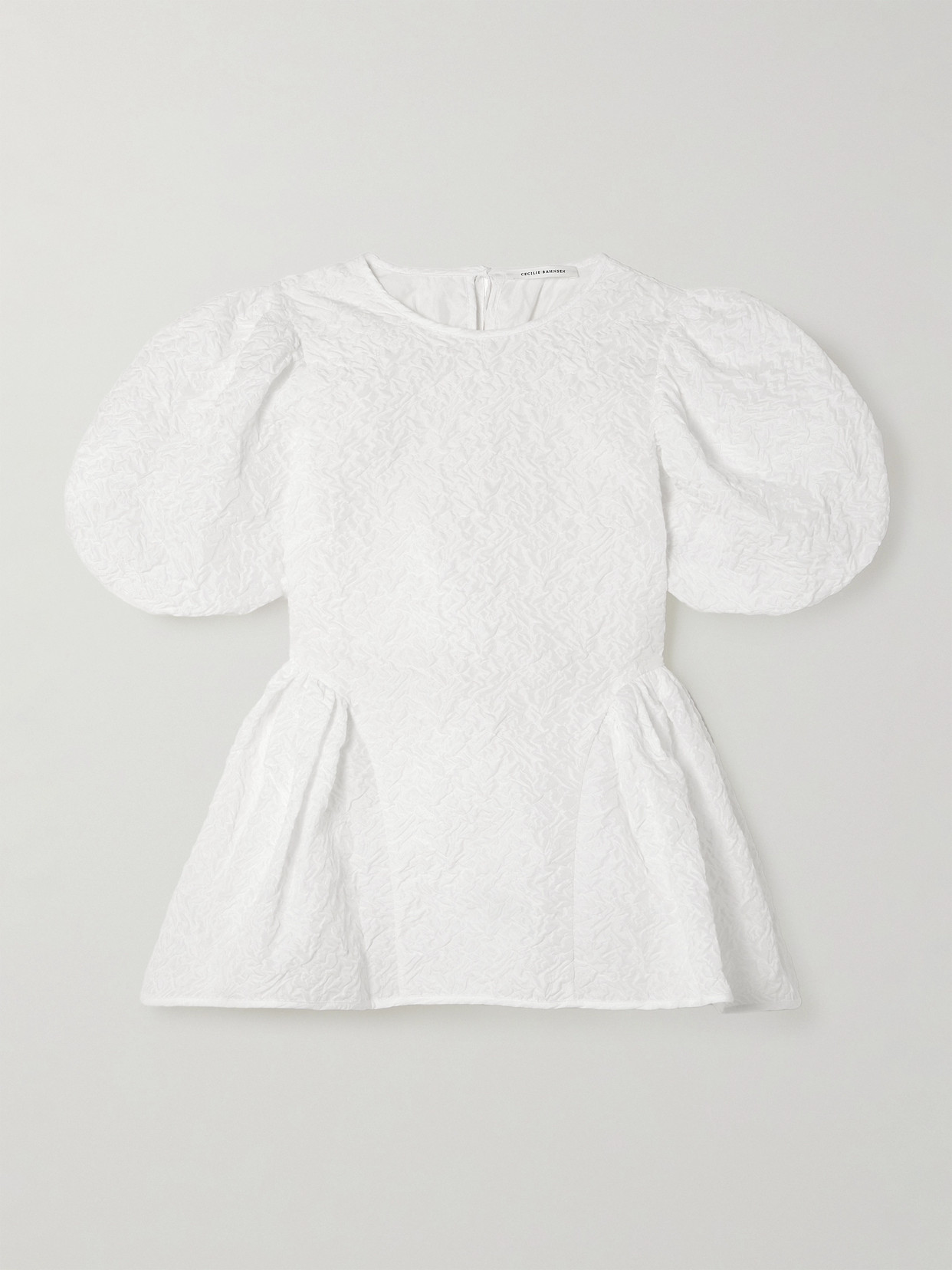 Cecilie Bahnsen Ubah Cutout Ruffled Matelassé Top In White