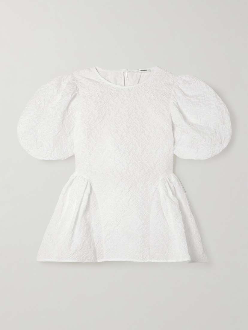 Cecilie Bahnsen Ubah Cutout Ruffled Matelassé Top