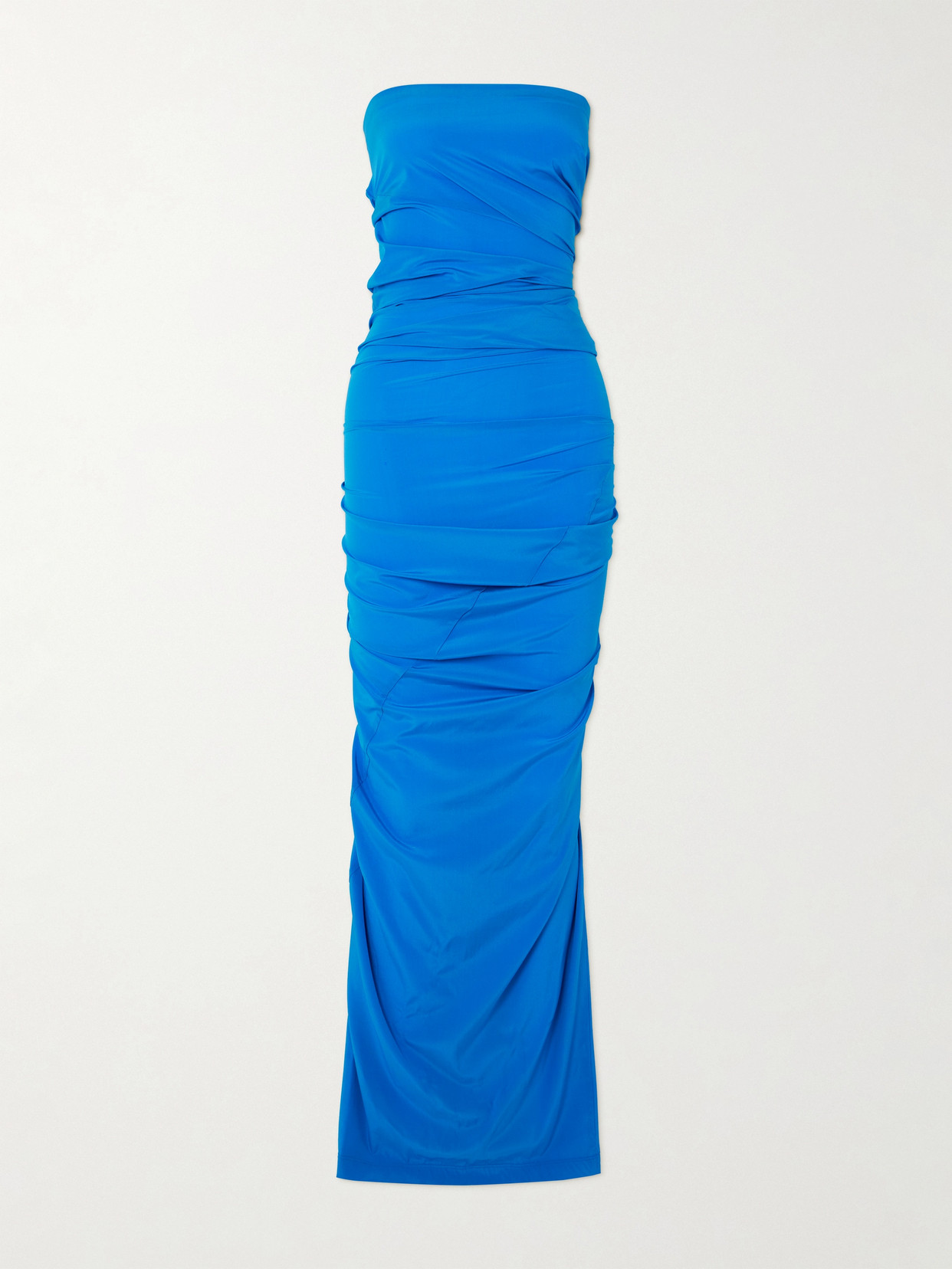 Proenza Schouler - Odette Strapless Gathered Stretch-satin Jersey Maxi Dress - Blue