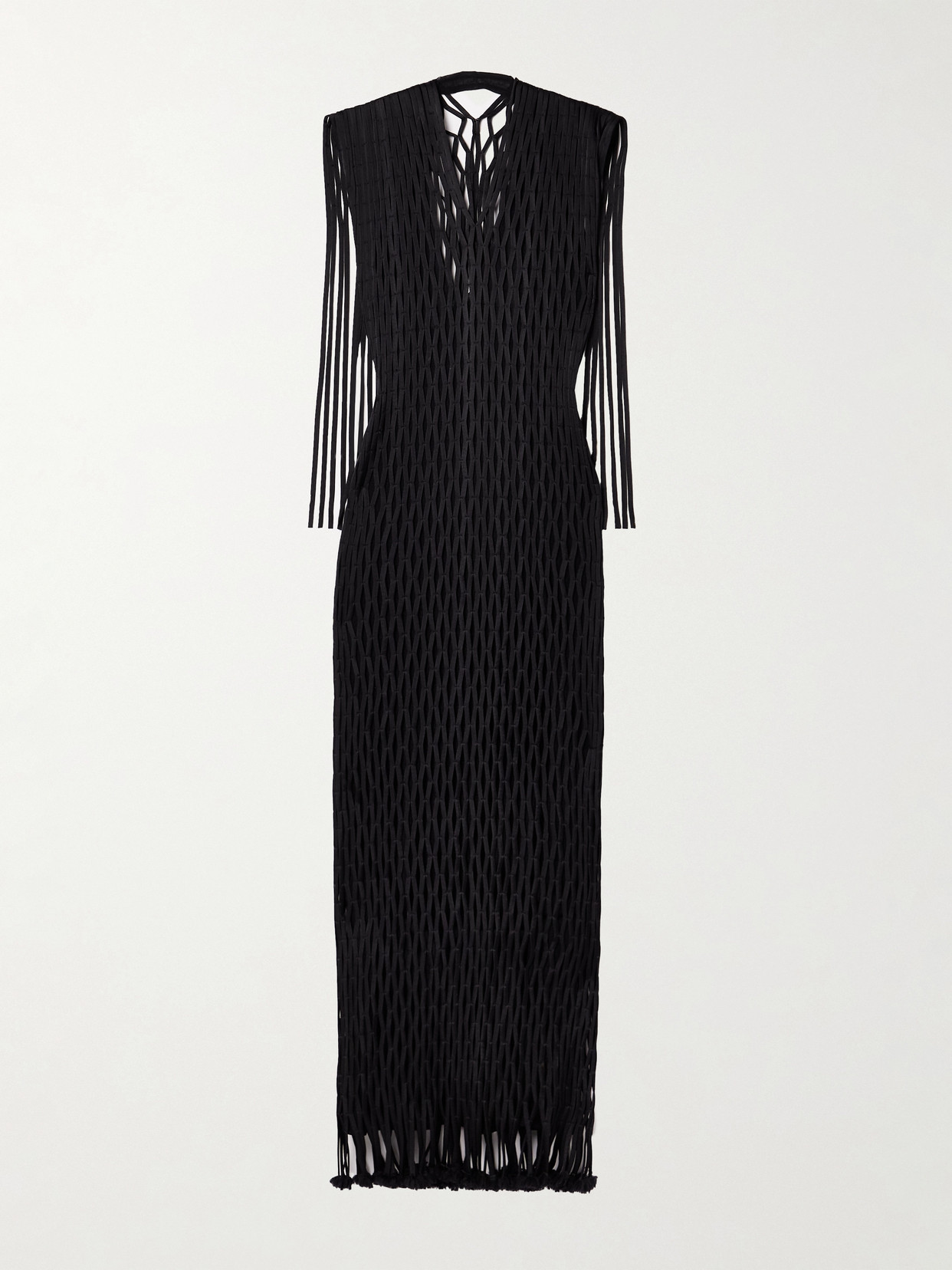 Proenza Schouler Tauba Fringed Macramé Maxi Dress In Black