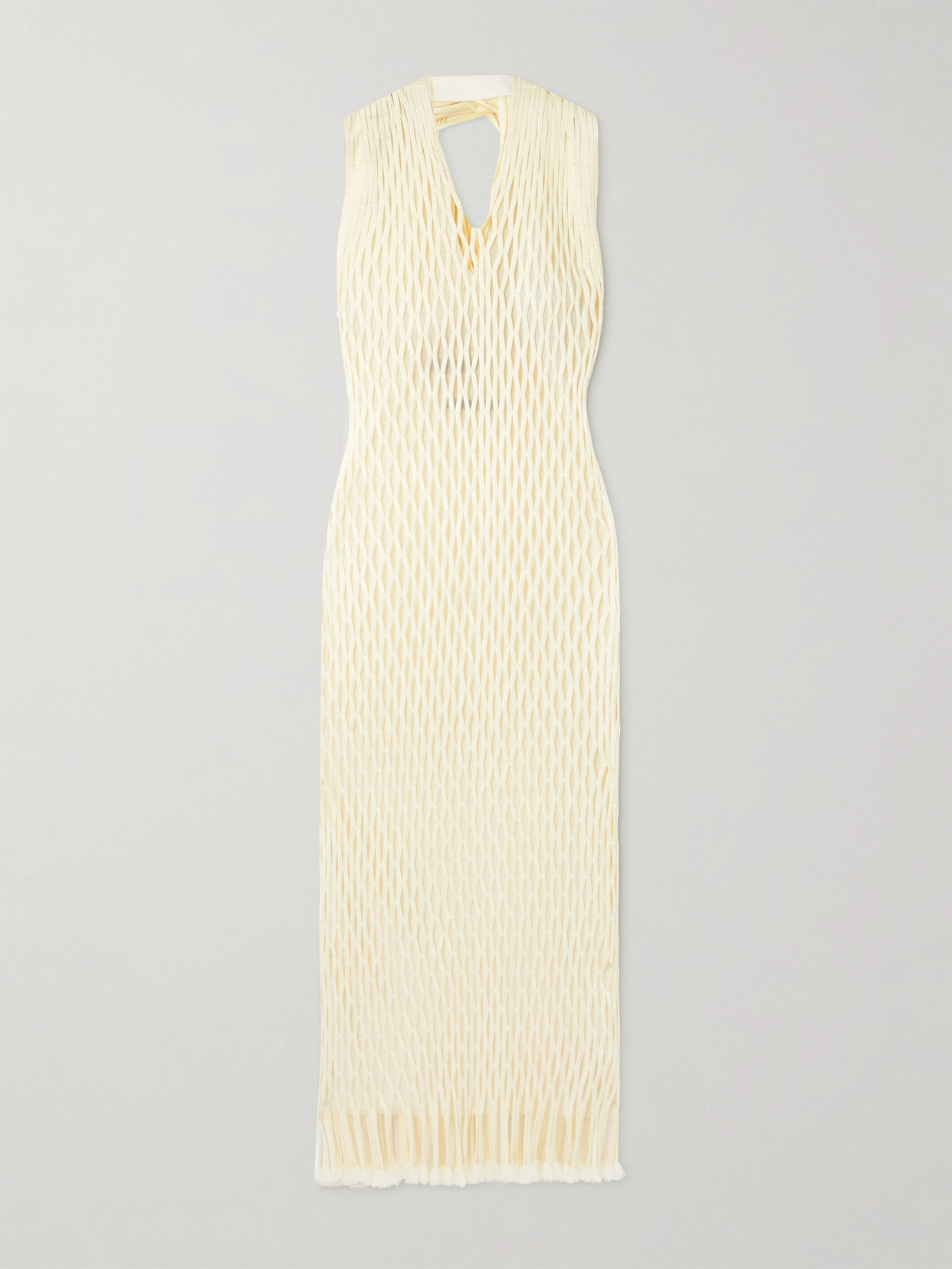 Proenza Schouler Zora Fringed Mesh Halterneck Midi Dress In Ivory