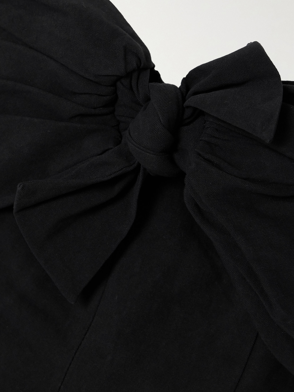 Tove Dipti Strapless Tie-front Stretch Linen And Cotton-blend Mini Dress In Black