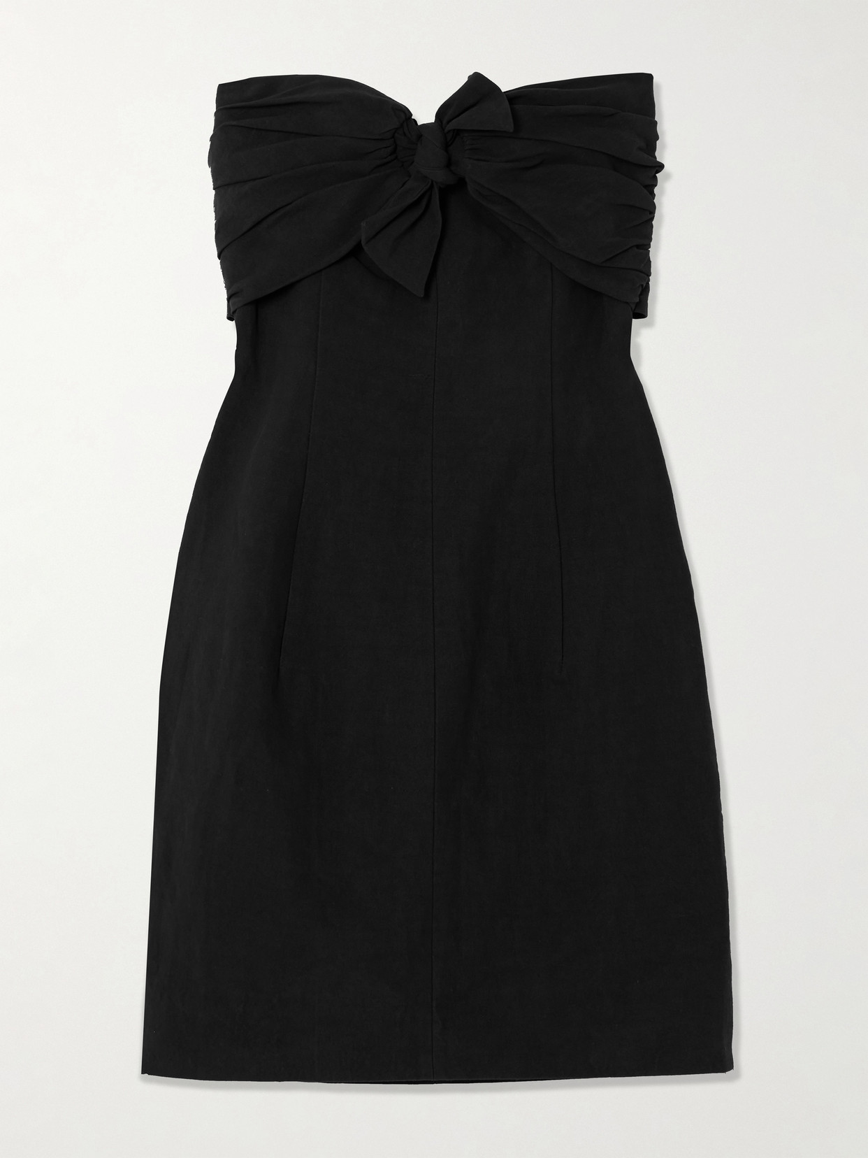 Tove Dipti Strapless Tie-front Stretch Linen And Cotton-blend Mini Dress In Black