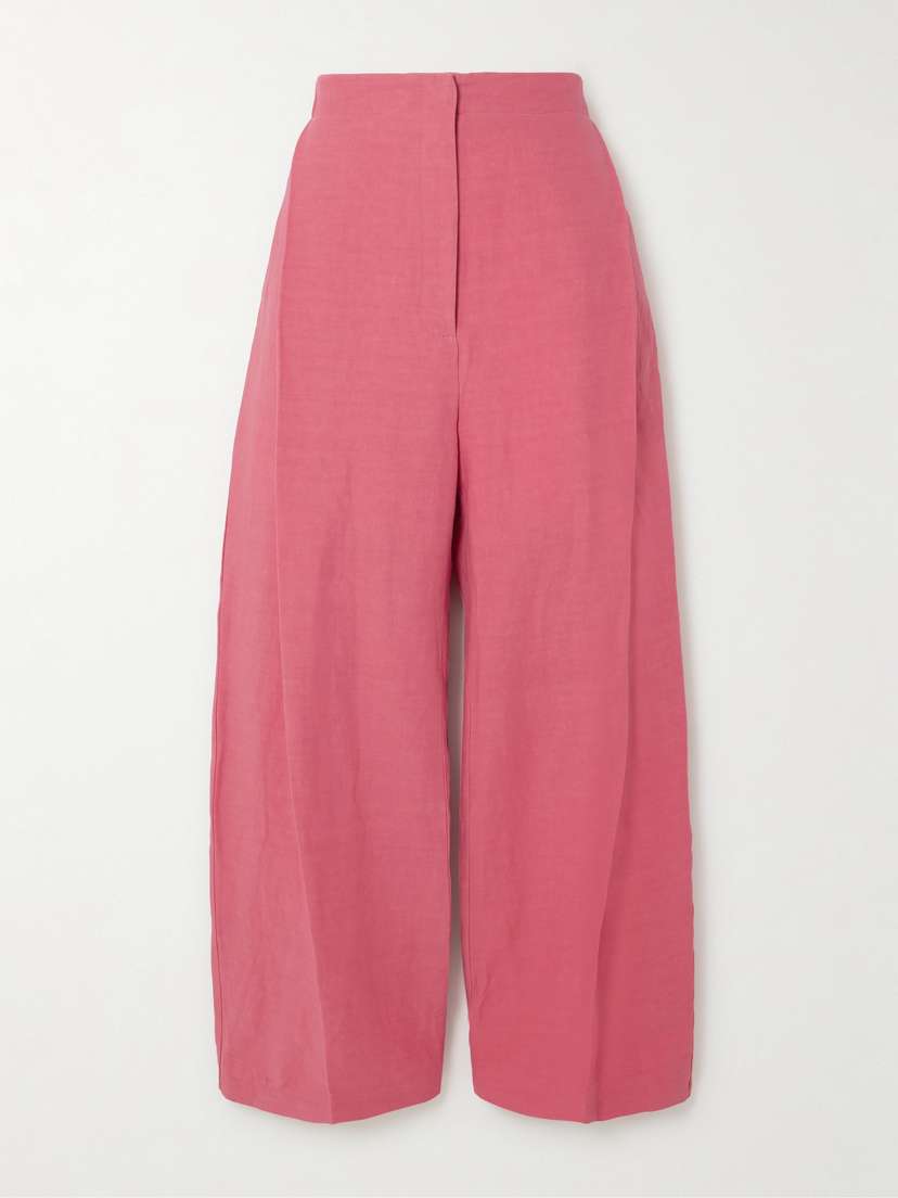 Tove Santu Cropped Pleated Linen-blend Wide-leg Pants