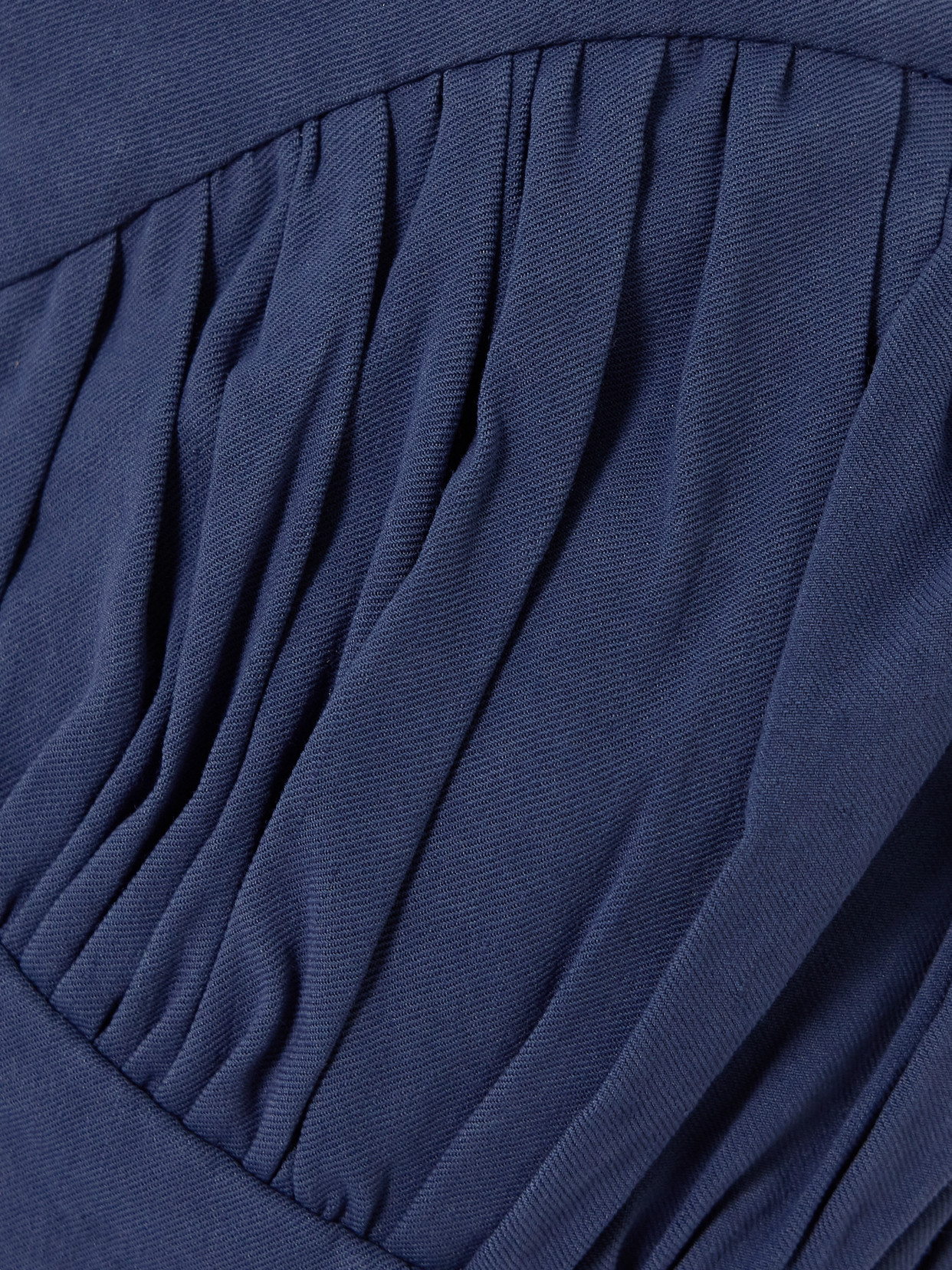 Tove Ruby Gathered Linen-blend Twill Peplum Bustier Top In Blue