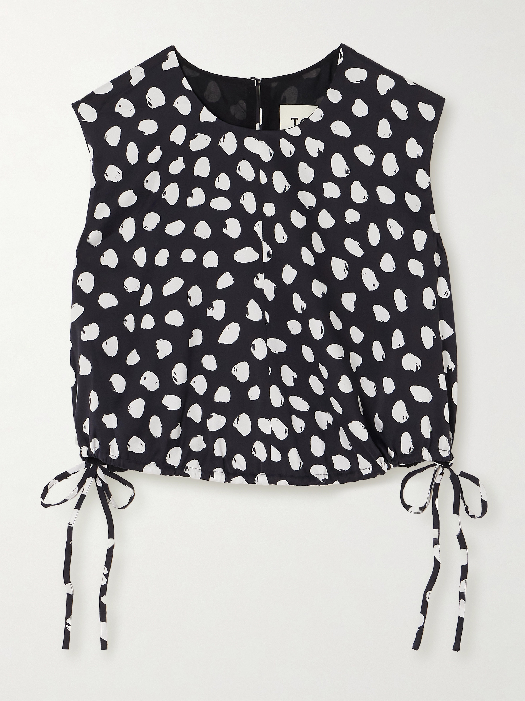 TOVE Cecily cropped tie-detailed polka-dot silk crepe de chine top thumbnail