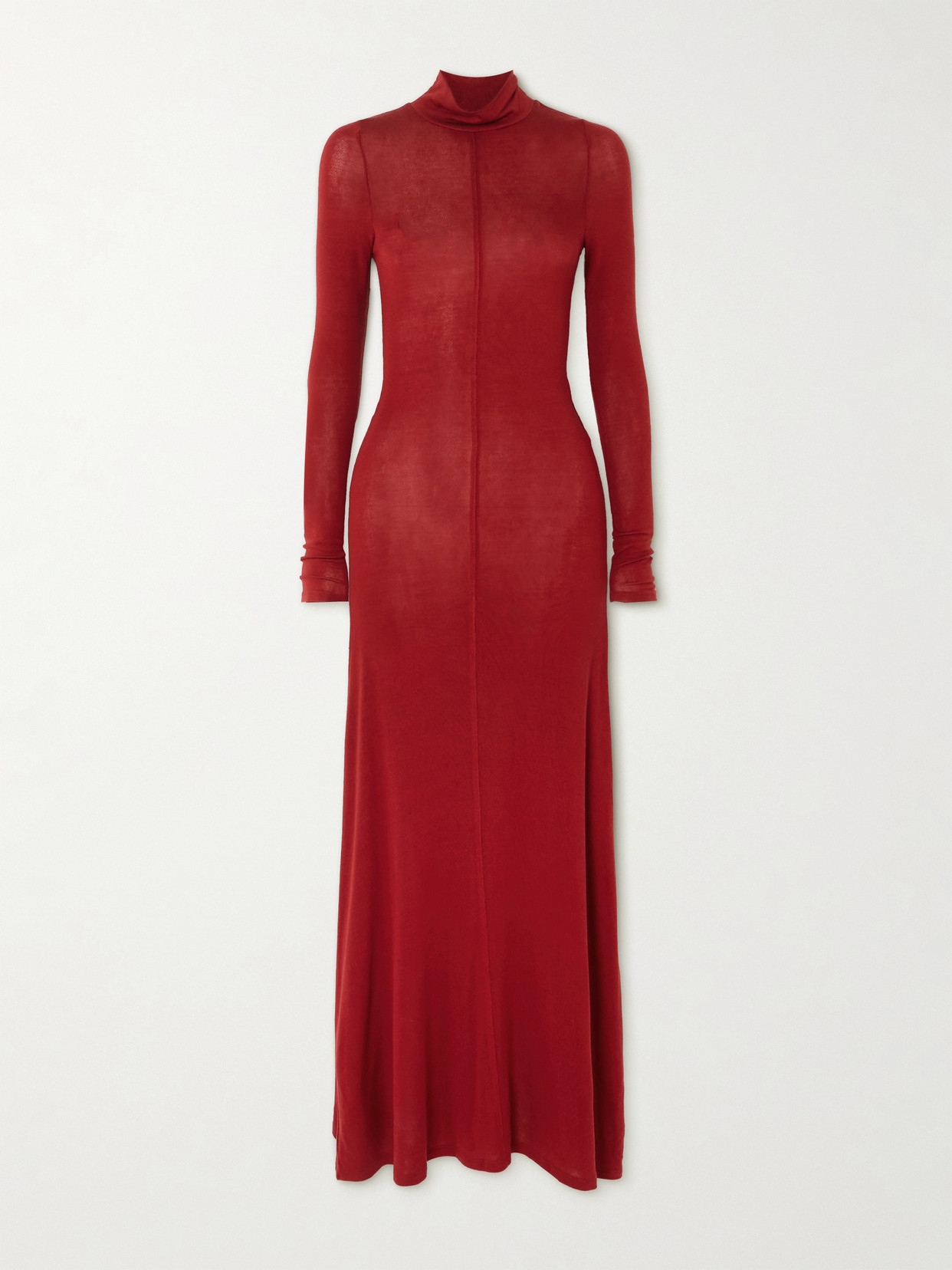 Shop St Agni Stretch-wool Turtleneck Maxi Dress In Red