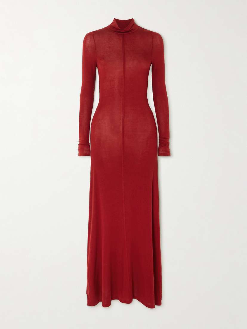 St. Agni Stretch-tencel™ Lyocell Turtleneck Maxi Dress - x large