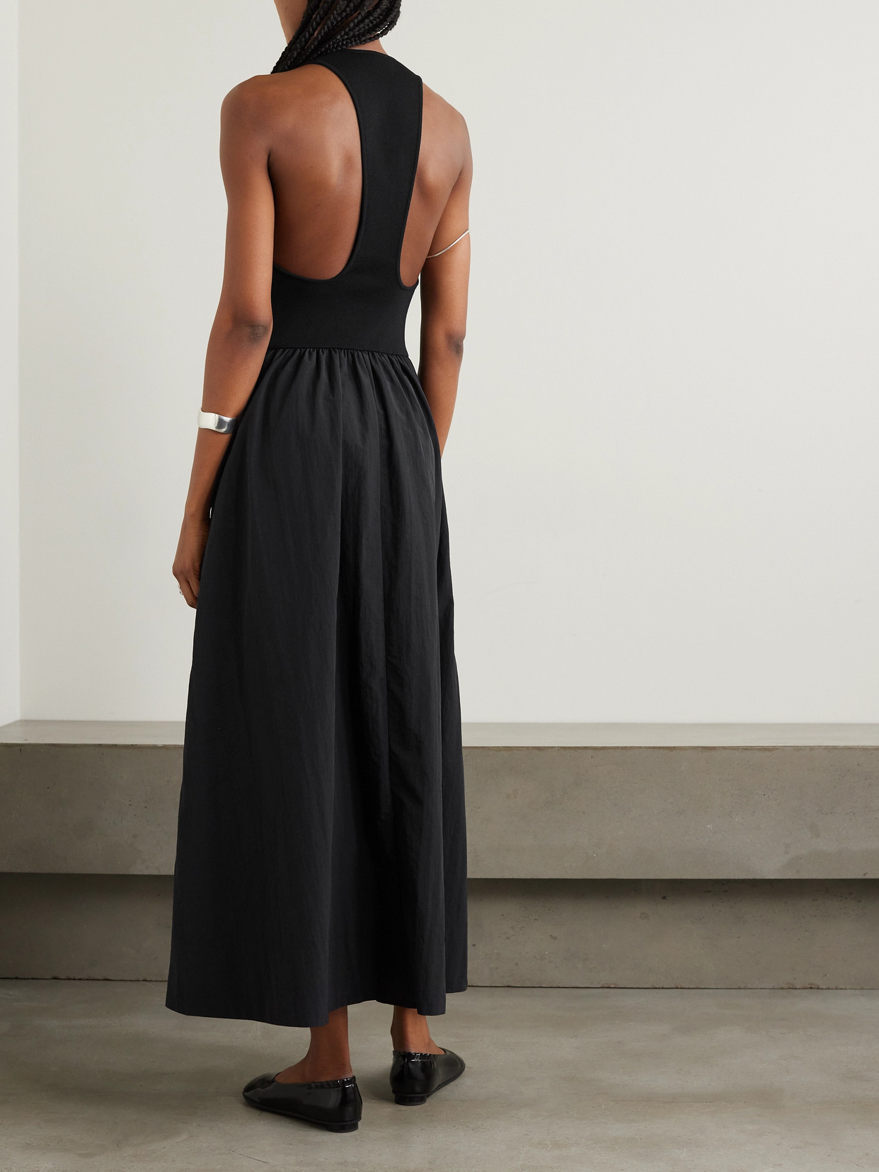 St Agni Ribbed-knit And Poplin Maxi Dress In Black