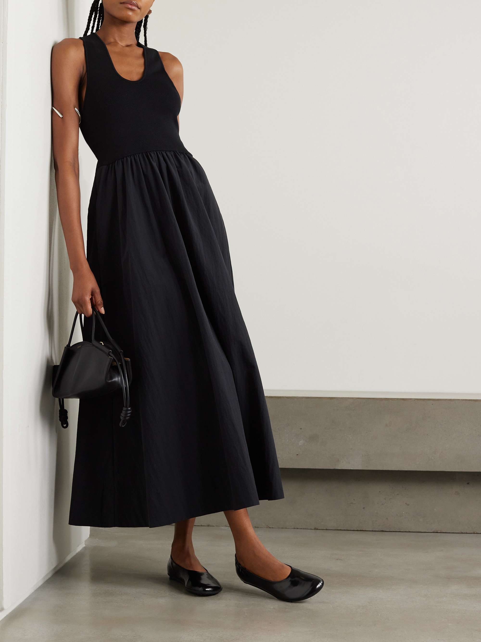 ST. AGNI Ribbed-knit and poplin maxi dress | NET-A-PORTER