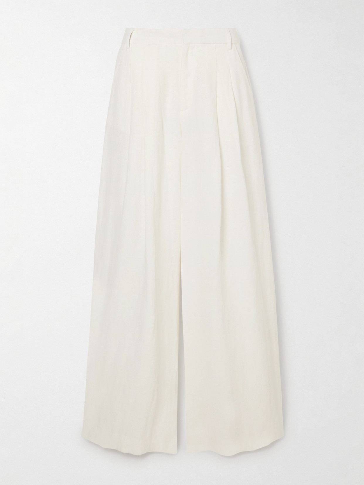 St Agni Pleated Linen Wide-leg Pants In Ivory