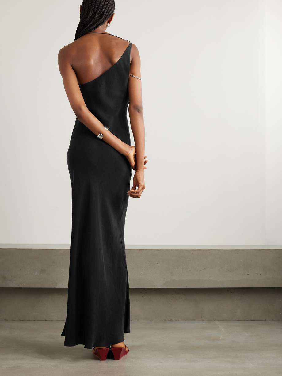 Asymmetric Draped Twill Maxi Dress main image 1