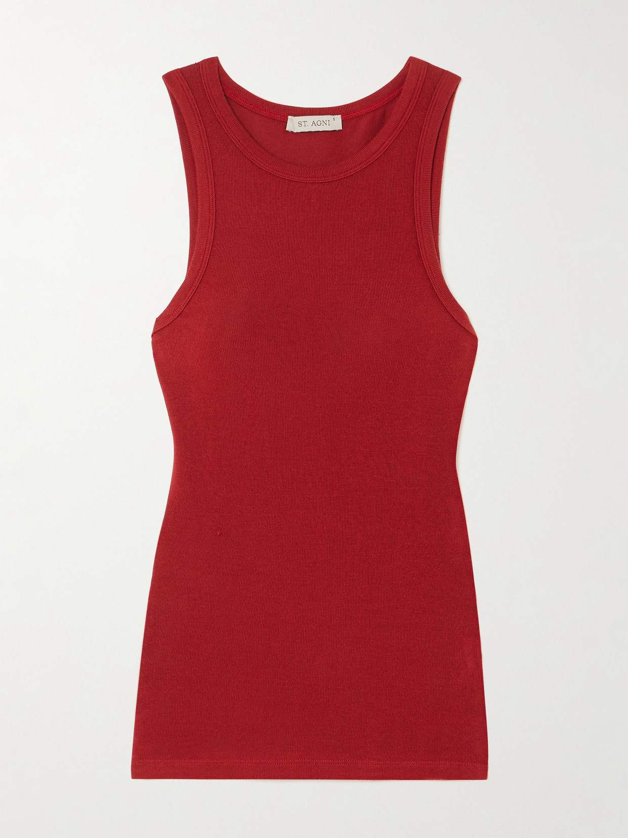 St. Agni Ribbed Stretch-wool Tank In Red