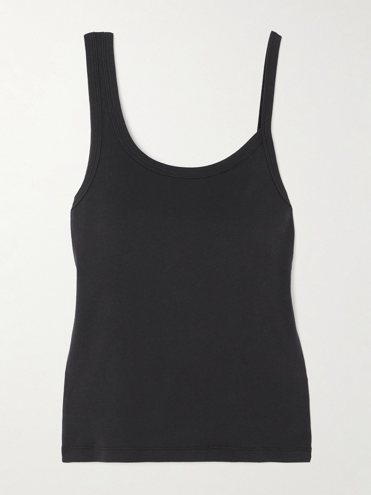 ST. AGNI - Asymmetric Ribbed Organic Cotton-jersey Tank - Black