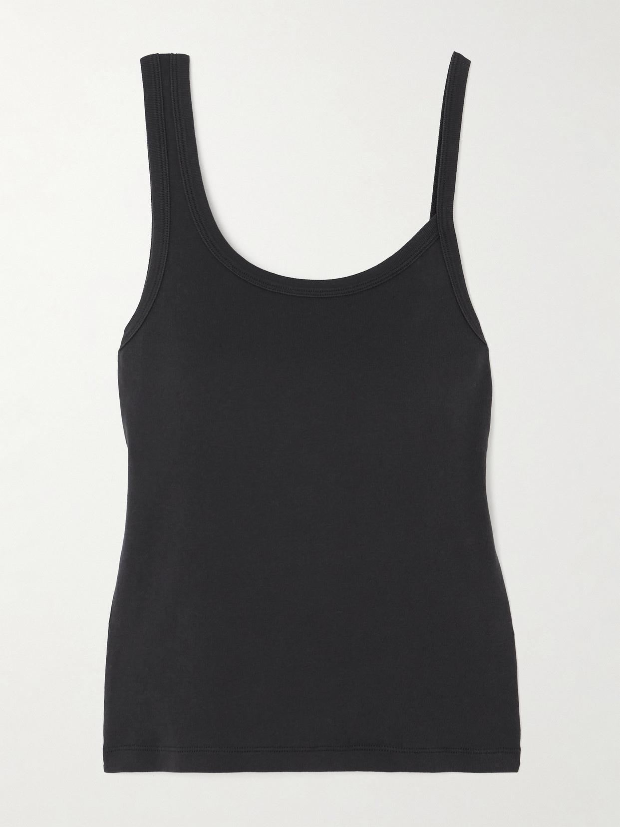 St Agni Asymmetric Ribbed Organic Cotton-jersey Tank In Black