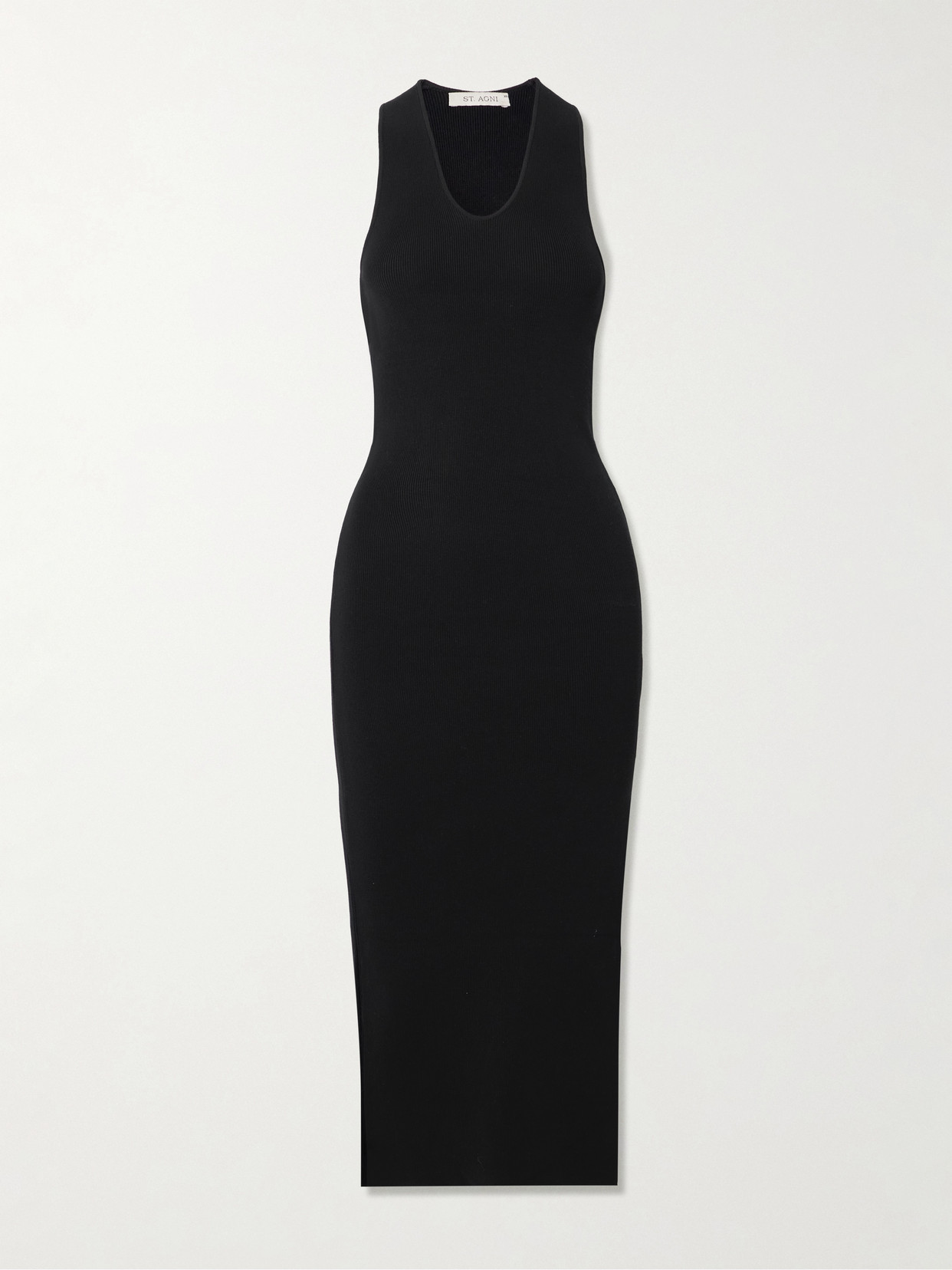 St Agni Asymmetric Tencel™ Lyocell-blend Maxi Dress In Black