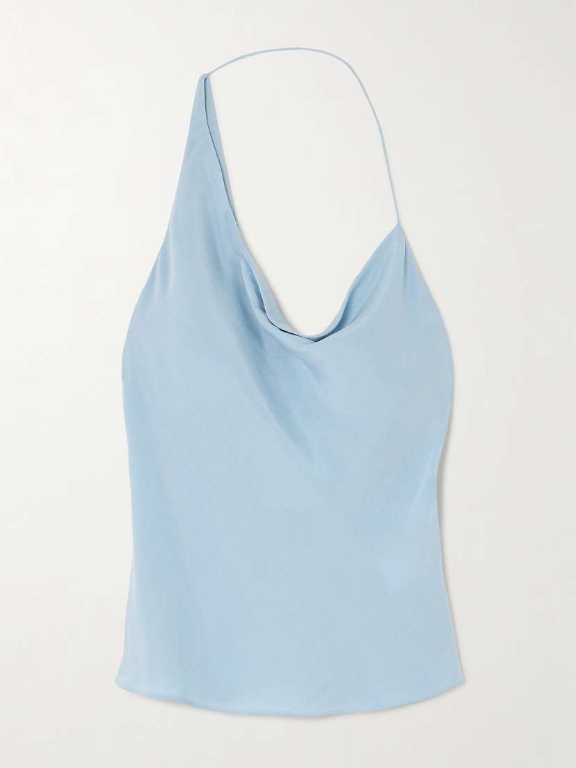 St. Agni Asymmetric Lenzing™ Lyocell And Ecovero™-blend Twill Halterneck Top