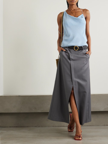St. Agni Asymmetric LENZING™ Lyocell and ECOVERO™-blend twill halterneck top