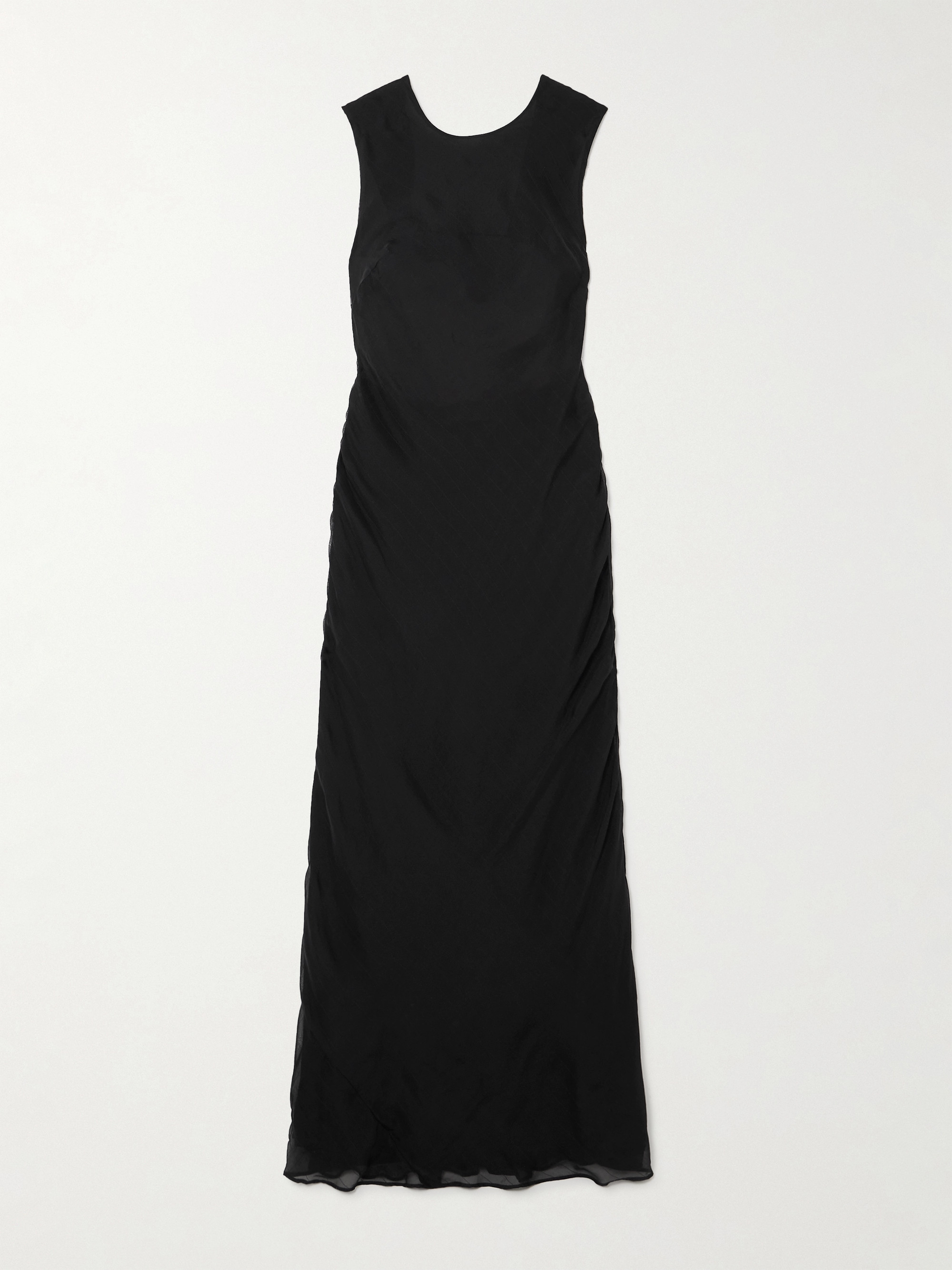 St. Agni Open-back ruched pinstriped silk-voile maxi dress thumbnail