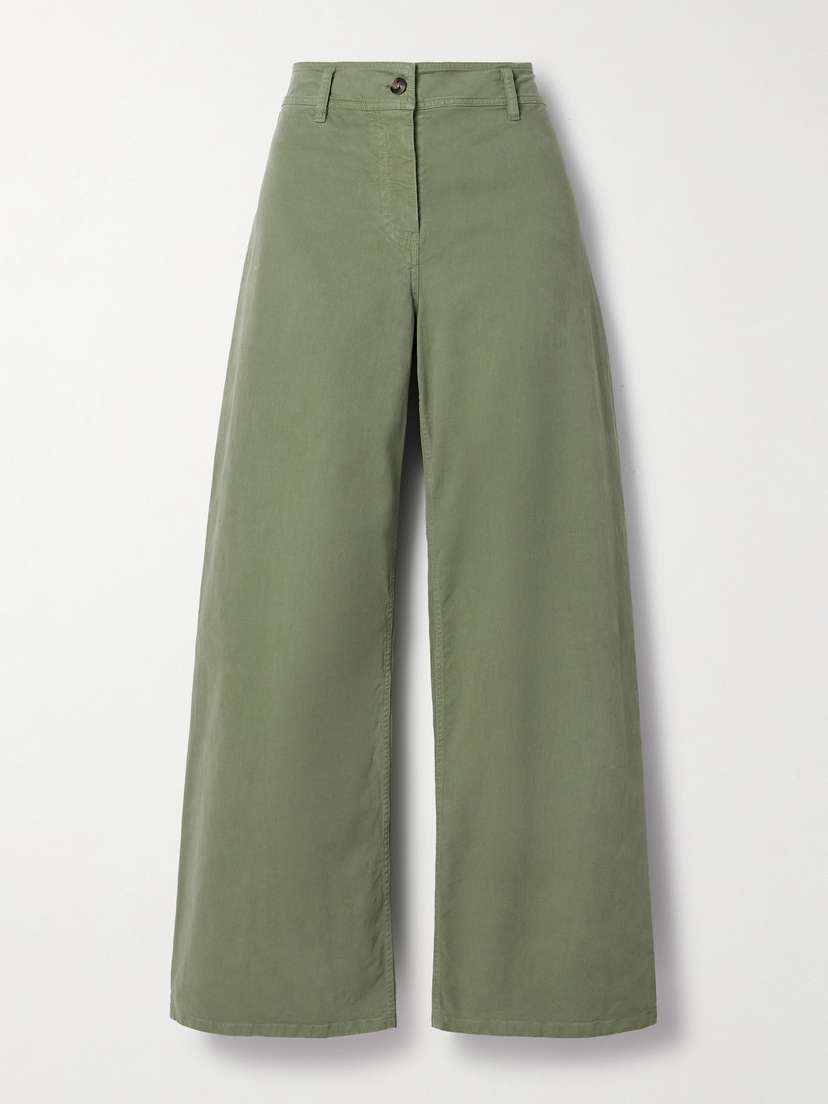 Nili Lotan Megan Cotton-blend Twill Wide-leg Pants