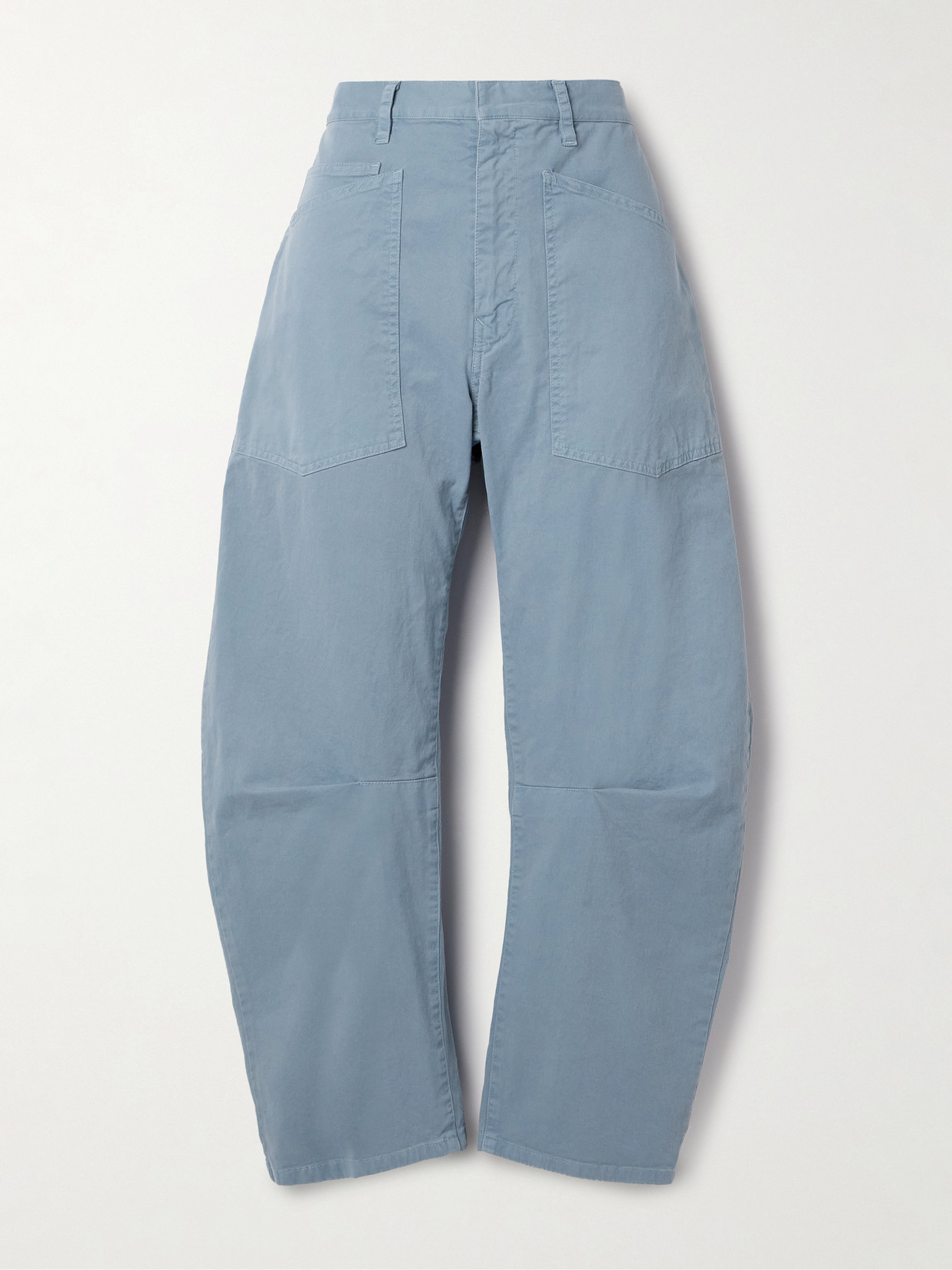 Shop Nili Lotan Shon Cotton-blend Twill Tapered Pants In Blue