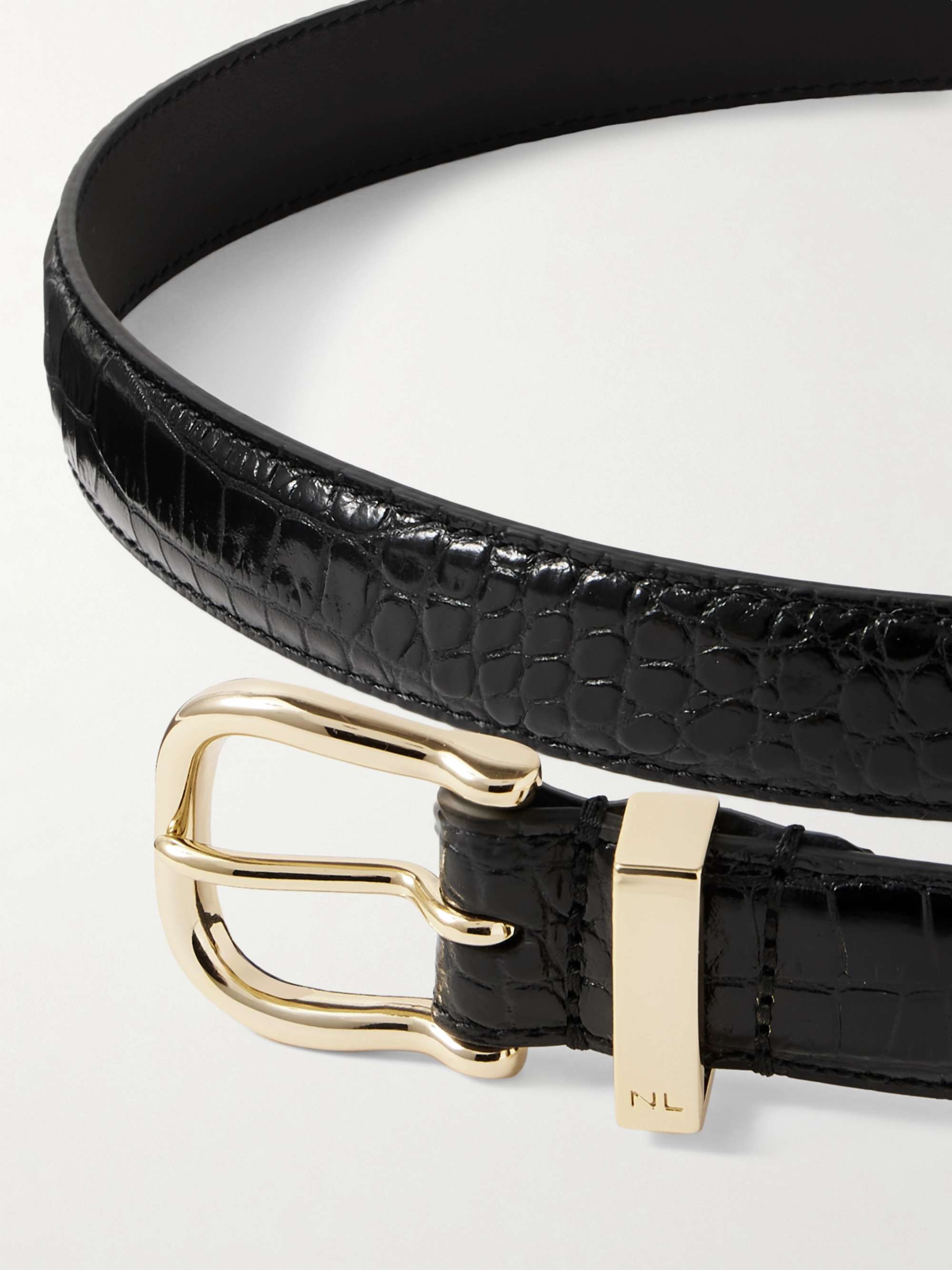 NILI LOTAN Louise croc-effect leather belt