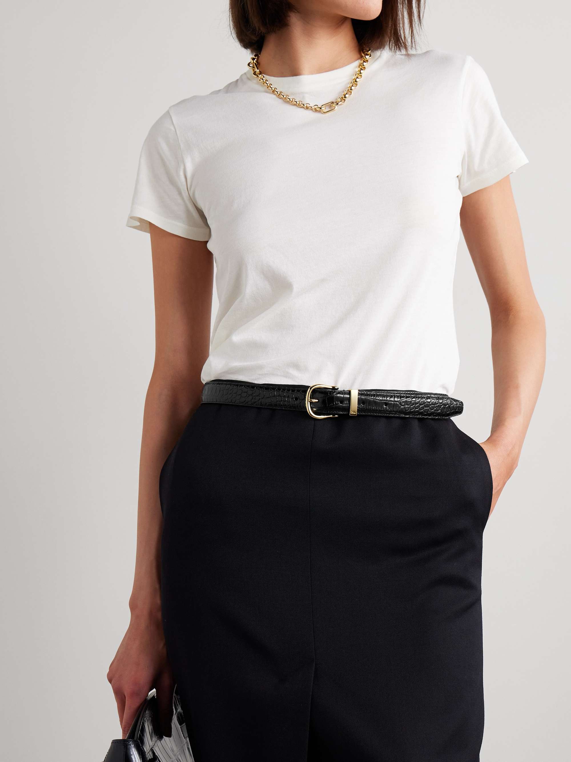 NILI LOTAN Louise croc-effect leather belt