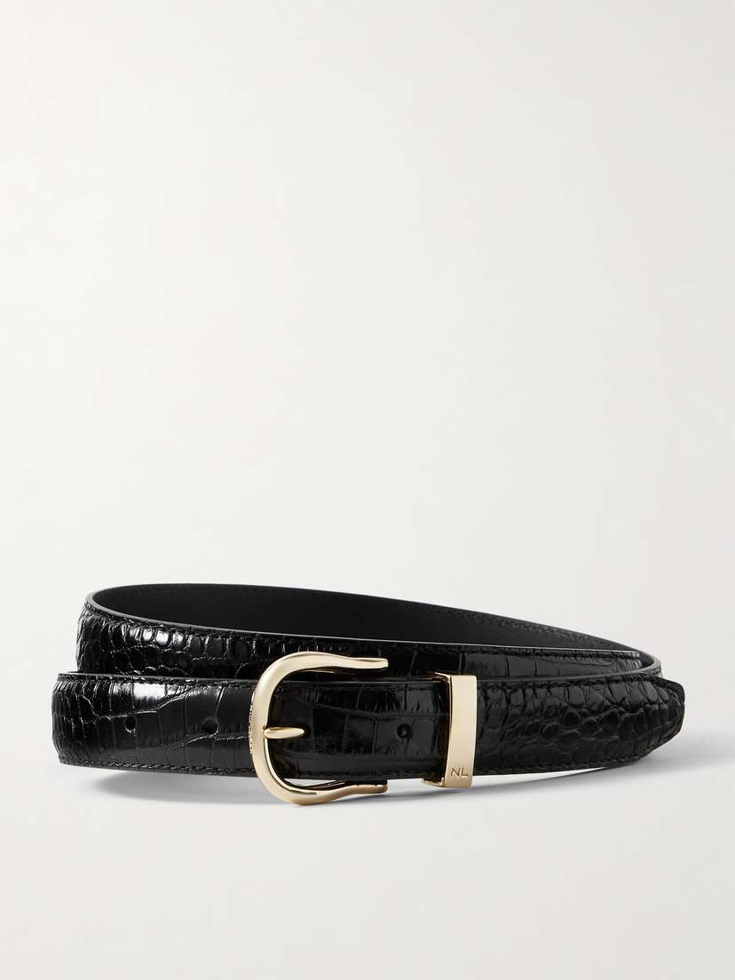Nili Lotan Louise Croc-effect Leather Belt