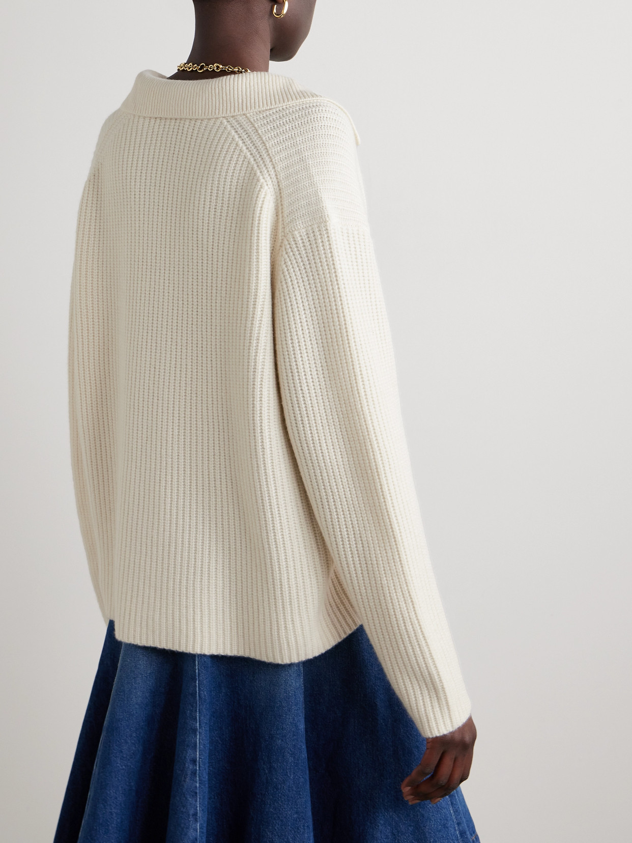 Nili Lotan Tova Ribbed Cashmere Sweater In Ivory
