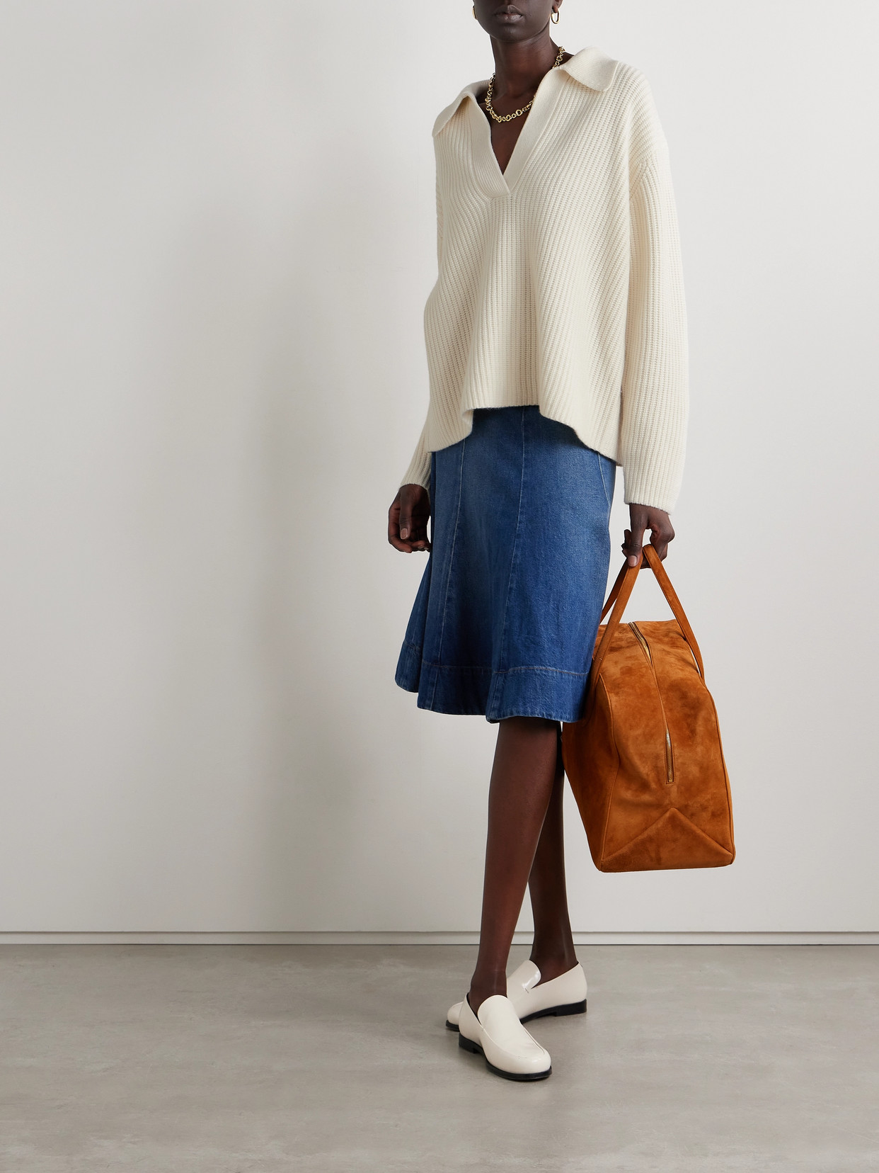 Nili Lotan Tova Ribbed Cashmere Sweater In Ivory