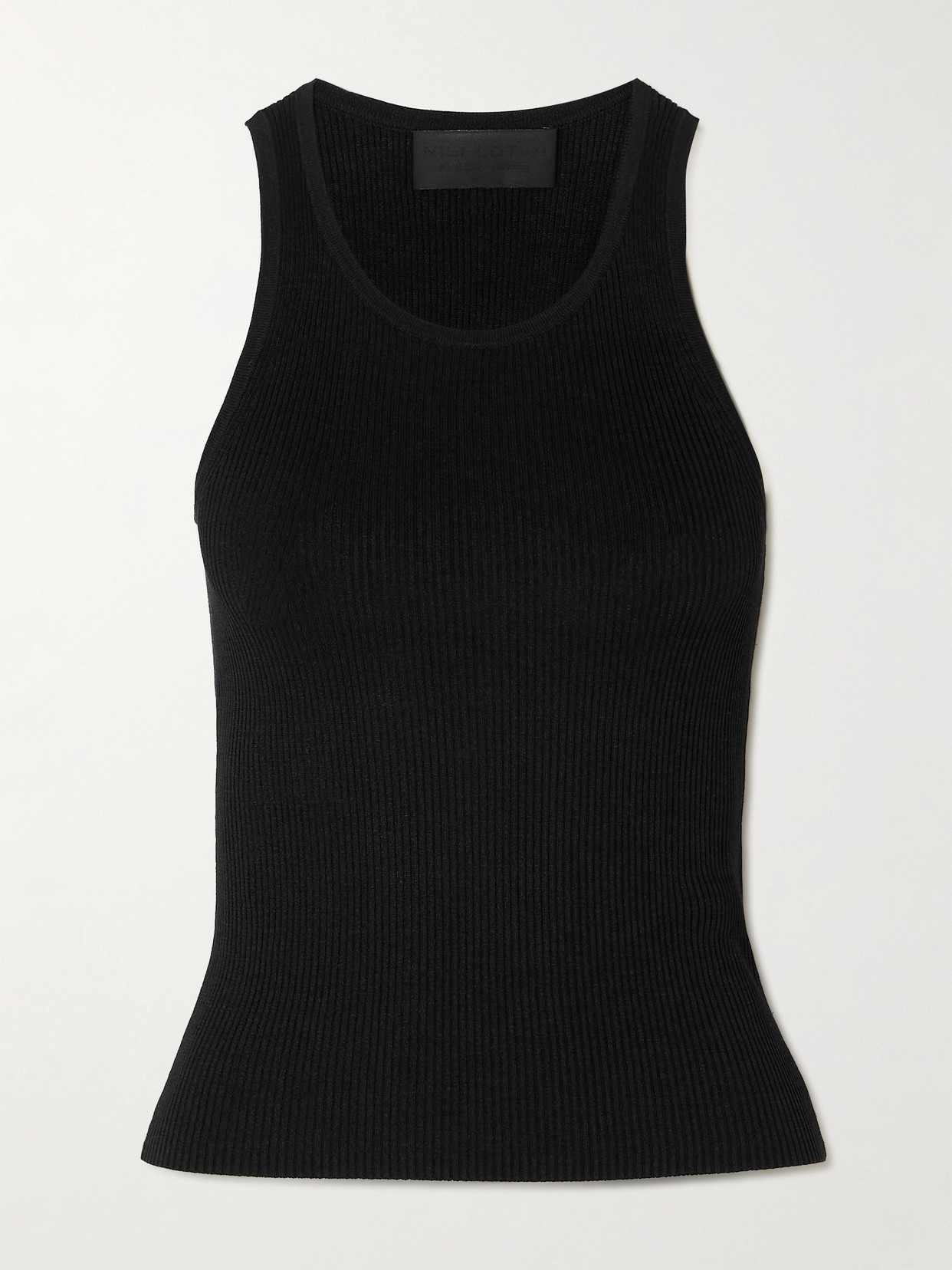 Nili Lotan Lottie Ribbed Silk Tank In Black