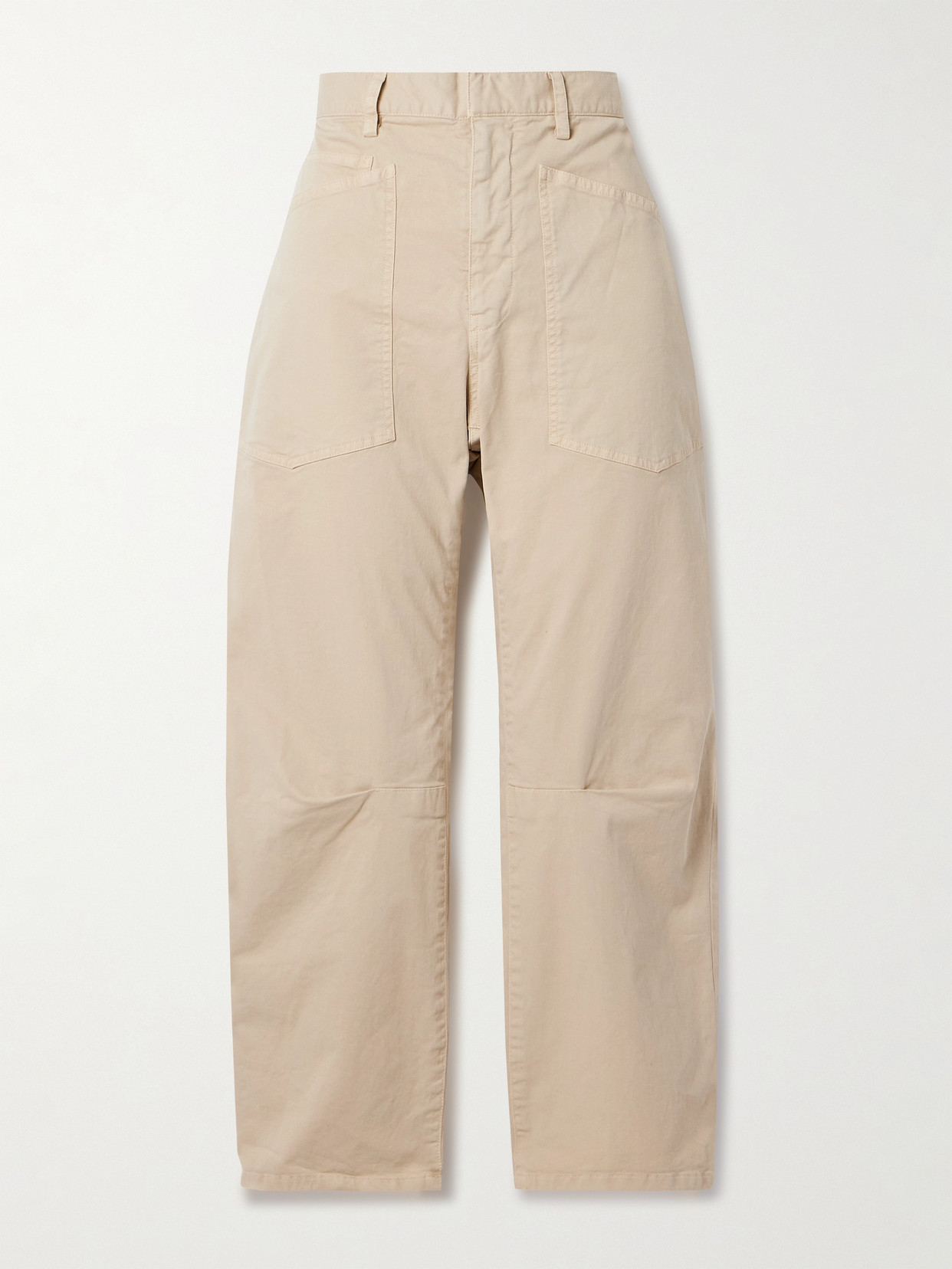 Nili Lotan Shon Cotton-blend Twill Tapered Pants In Neutrals