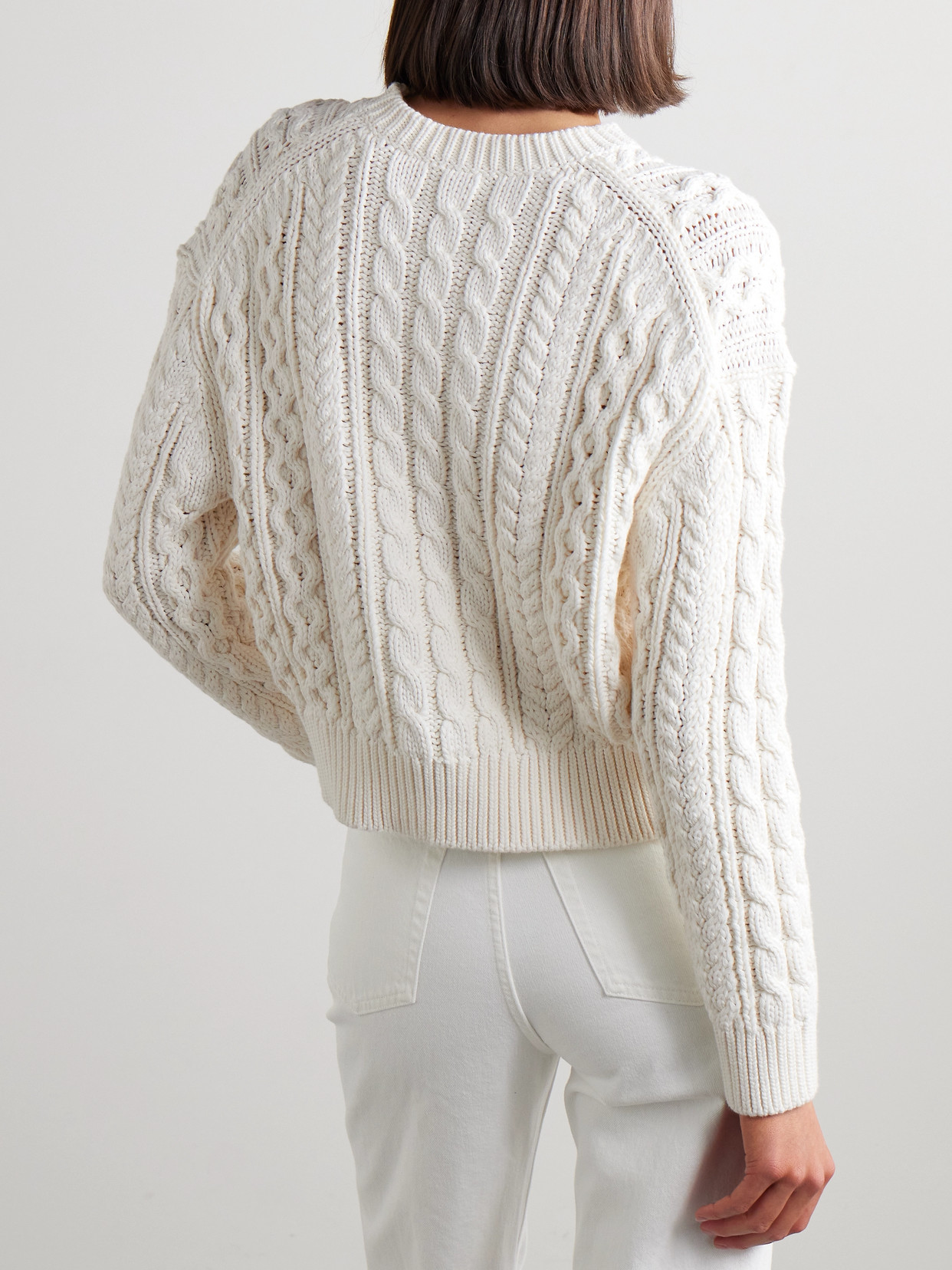 Shop Nili Lotan Rory Cable-knit Cotton Sweater In Ivory