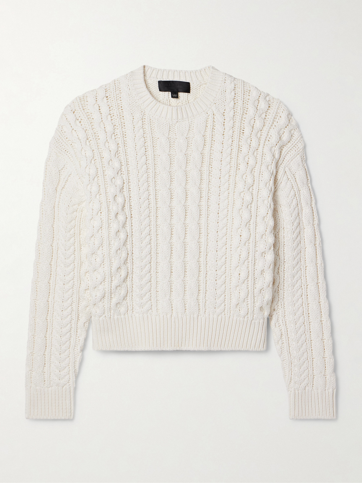 Nili Lotan Rory Cable Open-weave Cotton Sweater In Ivory