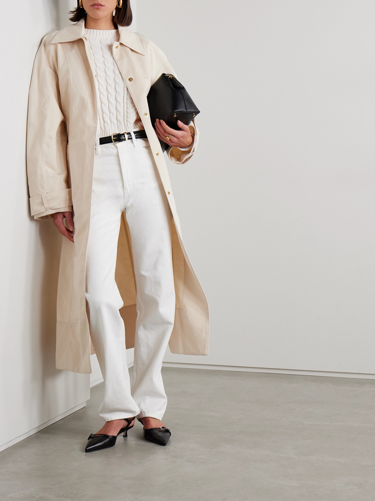 NILI LOTAN RORY CABLE-KNIT COTTON SWEATER
