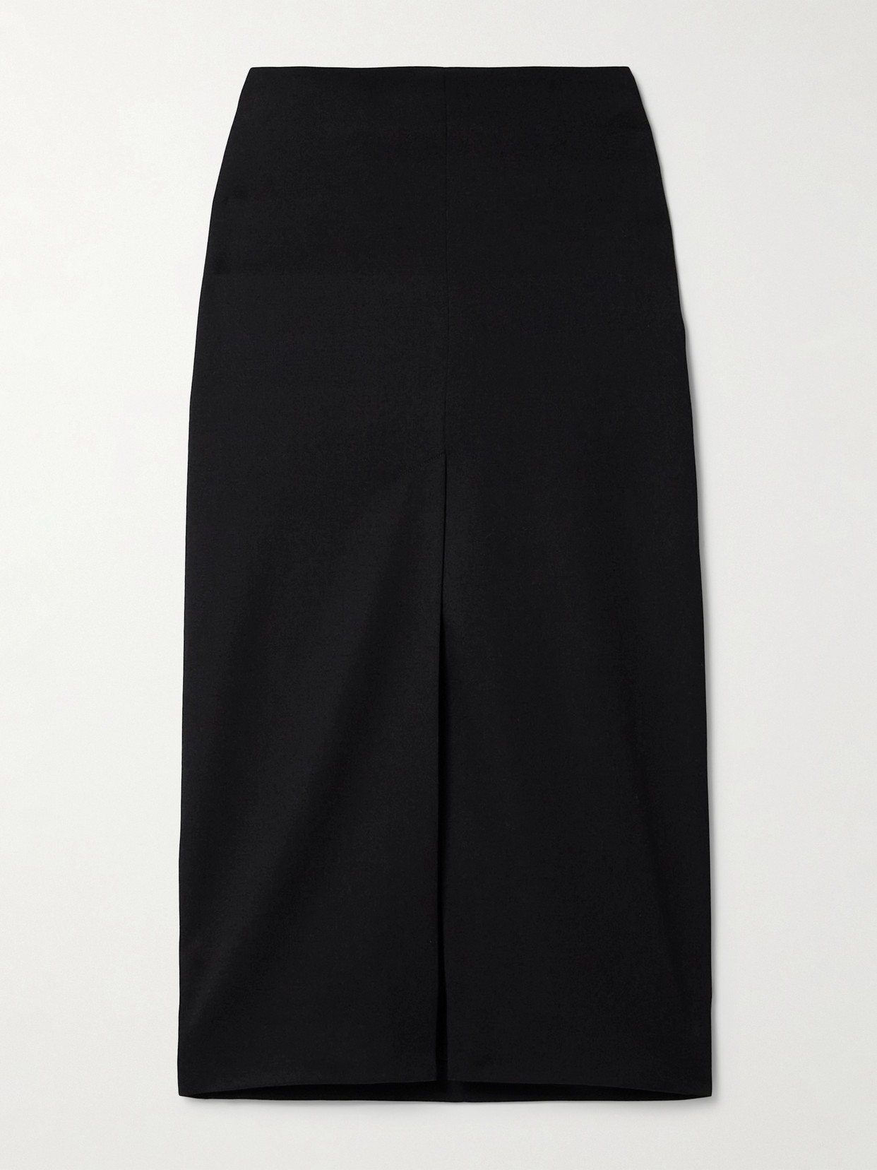 Shop Nili Lotan Mariha Wool-twill Midi Skirt In Black