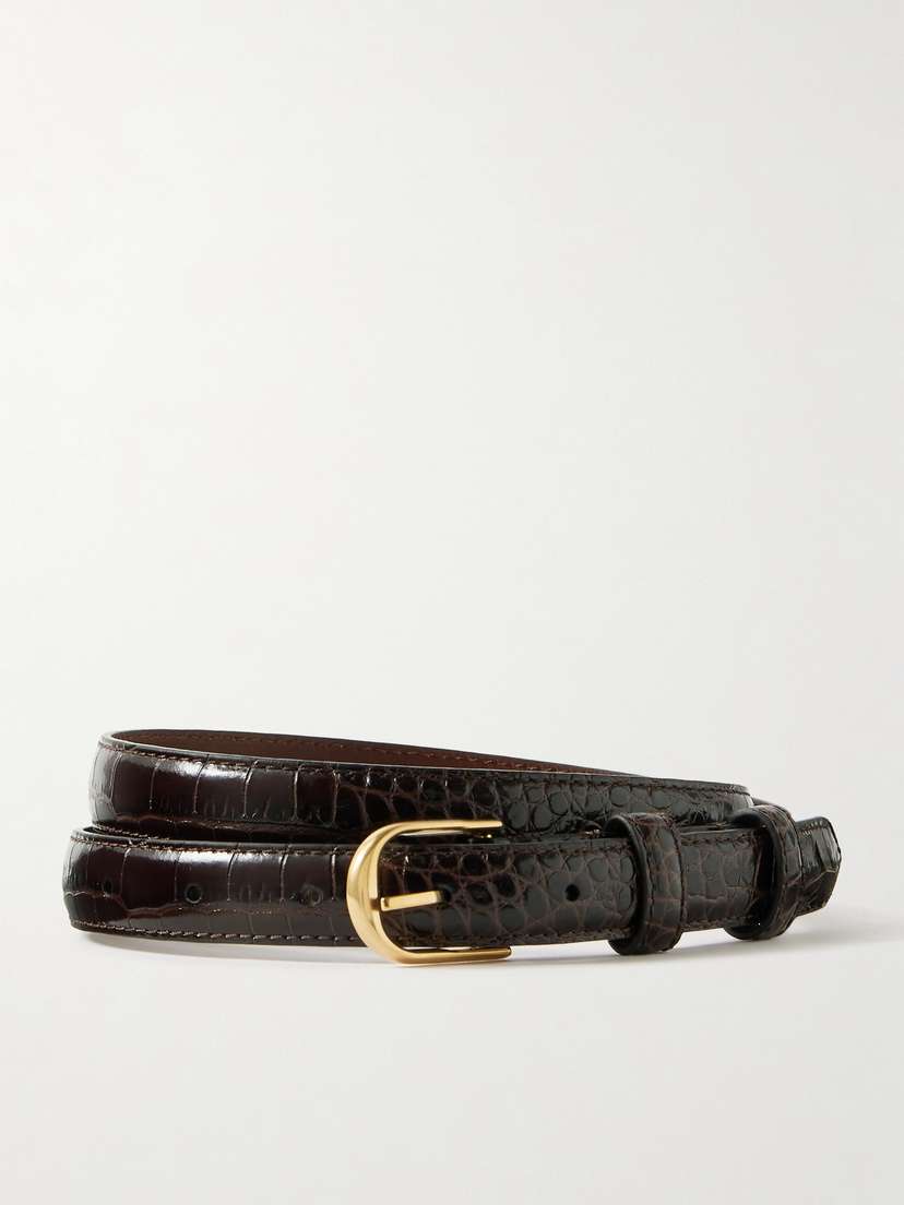 Nili Lotan Jane Croc-effect Leather Belt