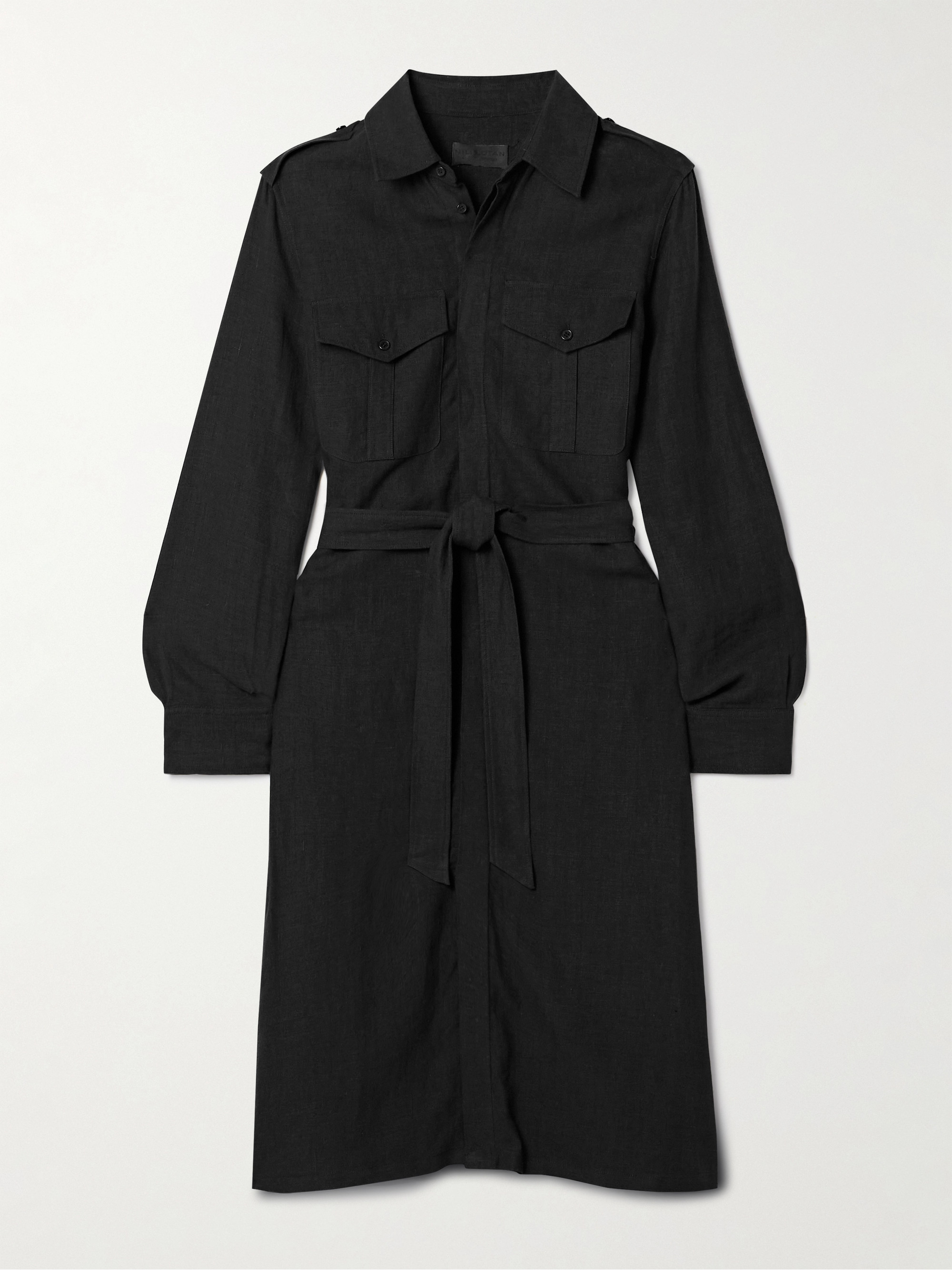 Nili Lotan Marcia belted linen-voile midi shirt dress
