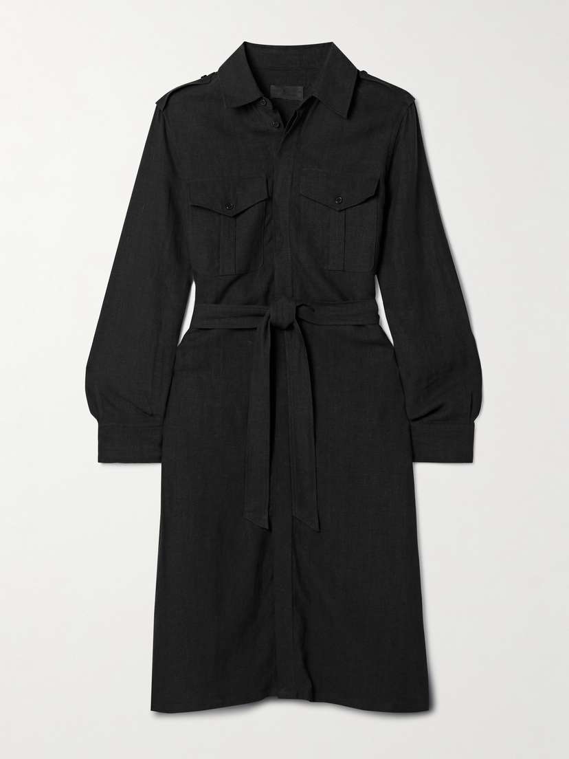 Nili Lotan Marcia Belted Linen-voile Midi Shirt Dress