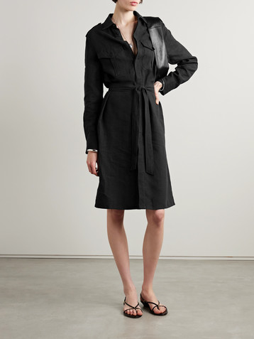 Nili Lotan Marcia belted linen-voile midi shirt dress
